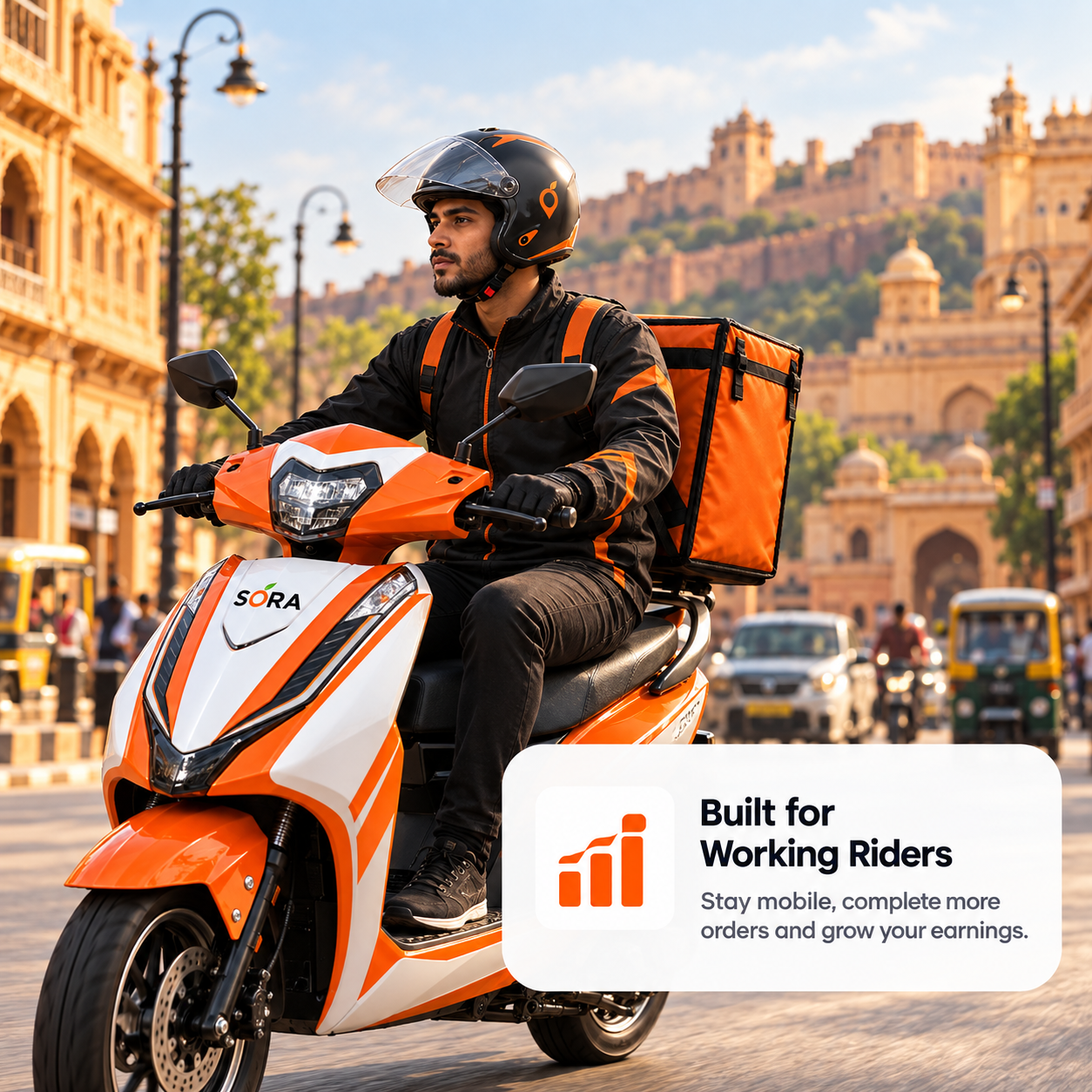 SORA RIDER electric scooter for delivery riders and working professionals in Jaipur